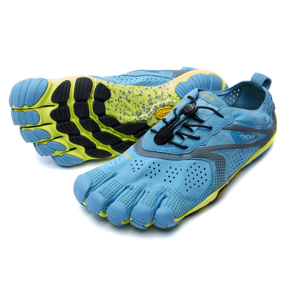 Vibram Fivefingers V-Run Mens Running Shoes Blue/Yellow Australia (SRE547396)